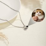 Personalized Photo Projection Necklace with Paw Print Engraved Pet Loss Memorial Jewelry Birthday Gift for Pet Lovers Owners