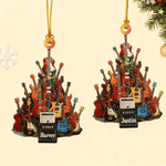 Personalized 2D Flat Electric Guitar Christmas Ornament with Name Christmas Gift for Guitarists Music Lovers