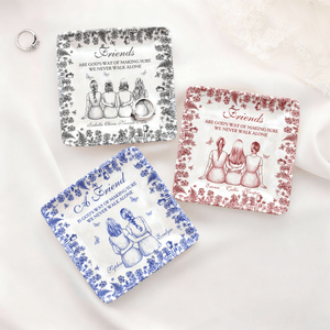 Personalised Retro Floral Butterfly 2-5 Back View Characters Ceramic Trinket Jewellery Dish with Names Daily Use Christmas Gift for Women