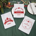 Serviette de Table Rouge en Coton Personnalisée avec Nom Texte et Motif Décoration de Table Cadeau de Noël pour Famille et Amis