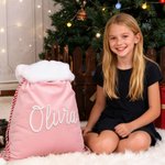 Personalised Soft Drawstring Pompom Large Capacity Christmas Gift Bag with Name Christmas Gift for Kids Family