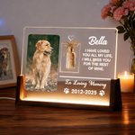 Personalized Pet Photo Fur Keepsake Name Acrylic LED Night Light with Glass Bottle and Wooden Base Christmas Memorial Gift for Pet Lovers