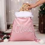 Personalised Soft Drawstring Pompom Large Capacity Christmas Gift Bag with Name Christmas Gift for Kids Family