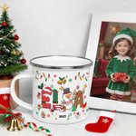 Personalized Santa Claus Snowman Elf Reindeer Design 12 oz Enamel Mug with Name Daily Use Christmas Gift for Boys Girls