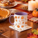 Personalized Pumpkin Maple Leaf Ceramic Coffee Mug with Name Thanksgiving Day Autumn Gift for Family Kids Friends