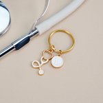 Estetoscopio Personalizado Diseño Bolsa Etiqueta Llavero con Inicial Charm Semana de la Enfermera Apreciación Cumpleaños Regalo para Médico Enfermera Personal Médico