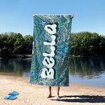 Personalized Hand-Painted Graffiti  Marine Life Pop Art Quick Dry Beach Towel with Name Travel Essential Beach Party Birthday Gift for Famliy Friend