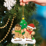 Personalized 1-8 Gingerbread Men Acrylic Ornament with Names Christmas Tree Decor Christmas Gift for Kids Family