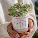 Personalised Toile De Jouy Birth Flower Ceramic Plant Pot with Nicknames and Names Christmas Thanksgiving Day Gift for Mom Grandma