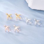 Personalised Minimalist Airplane Shape Earrings with Text Anniversary Birthday  Gift for Flight Attendants Travel Enthusiasts