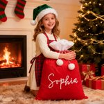 Personalised Soft Drawstring Pompom Large Capacity Christmas Gift Bag with Name Christmas Gift for Kids Family