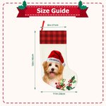 Personalized Santa Hat Plaid Oil Painting Photo Candy Christmas Stocking with Name Christmas Decor Party Gift for Pet Lovers