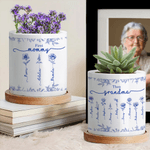 Personalised Toile De Jouy Birth Flower Ceramic Plant Pot with Nicknames and Names Christmas Thanksgiving Day Gift for Mom Grandma