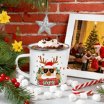 Personalized Cute Christmas Elk 12 oz Enamel Mug with Name Christmas Gift for Family Kids