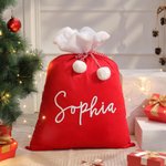 Personalised Soft Drawstring Pompom Large Capacity Christmas Gift Bag with Name Christmas Gift for Kids Family
