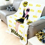 Personalized Cheerleading Cartoon Character Multicolor Soft Throw Blanket with Name Senior Night Game Day Team Gift for Cheerleaders Coaches