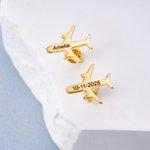 Personalised Minimalist Airplane Shape Earrings with Text Anniversary Birthday  Gift for Flight Attendants Travel Enthusiasts