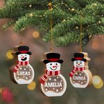 Gepersonaliseerd Sneeuwpop LED-licht Houten Kerstornament met Naam Kerstboom en Sok Decoratie Wintervakantiefeest Cadeau voor Familie en Kinderen