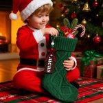 Chaussette de Noël Suspendue Personnalisée avec Nom Étiquette en Bois Décoration de Maison Cadeau Noël pour la Famille