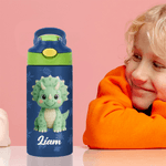 Personalised Multicolor Cartoon Dinosaur 12 oz Kid's Water Bottle with Name Birthday Christmas Gift for Boys Girls