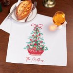 Personalized Chinoiserie Christmas Tree Design Soft Waffle Tea Towel with Text Christmas Anniversary Gift for Family Friends