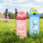 Personalised Multicolor Cartoon Dinosaur 12 oz Kid's Water Bottle with Name Birthday Christmas Gift for Boys Girls