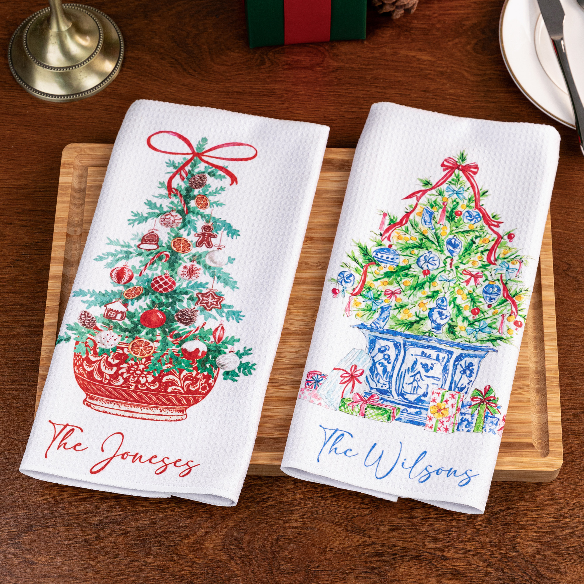 Torchon gaufré doux avec texte Cadeau d'anniversaire de Noël pour la famille et les amis