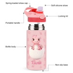 Personalised Multicolor Cartoon Dinosaur 12 oz Kid's Water Bottle with Name Birthday Christmas Gift for Boys Girls