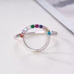 Personalized 1-10 Family Birthstones Reunion Circle Ring Dainty Jewelry Engagement Bridal Shower Mother's Day Christmas Gift for Mom Wife