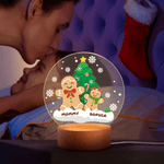 Personalized 1-8 Gingerbread Men Acrylic LED Night Light with Name and Wooden Base Room Decor Christmas Gift for Kids