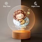 Personalized Star Heart Flower Cute Sleepy Animal Acrylic LED Night Light with Name Date and Wooden Base Birthday Christmas Gift for Kids