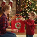 Sac en toile de jute rouge avec nom et initiales Cadeau de fête de Noël pour les enfants