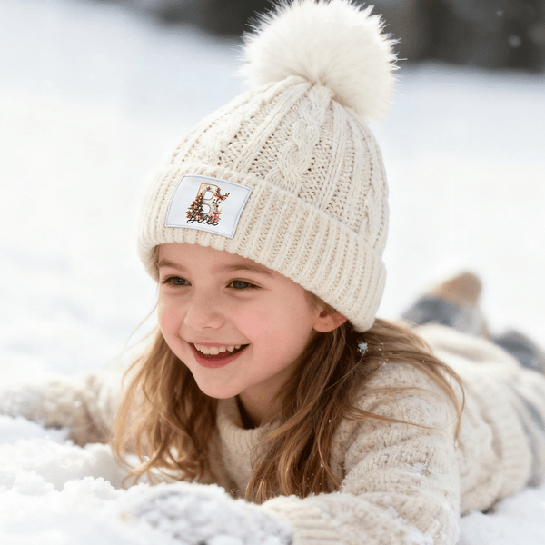 Personalized Cute Reindeer Christmas Tree Multicolour Soft Beanie Hat with Initial and Name Winter Accessory Birthday Gift for Boys Girls