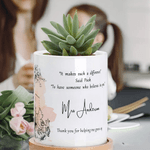 Personalized Classic Winnie the Pooh Ceramic Plant Pot with Bamboo Base and Text Classroom Decor Teacher's Day Birthday Gift for Teacher