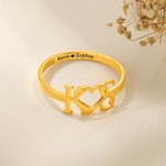 Personalized Couple Initial Ring with Heart and Text Dainty Jewelry Engagement Bridal Anniversary Birthday Gift for Women Girls