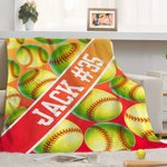 Personalised Baseball Football Soccer Ball Sports Soft Throw Blanket with Text Game Day Birthday Gift for Kids Sports Lovers