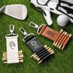 Personalised Photo to Lines Portable Golf Tee Holder Bag Tag with Name and 5 Pcs Bamboo Tees Golf Club Birthday Christmas Gift for Golf Player