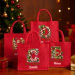 Sac en toile de jute rouge avec nom et initiales Cadeau de fête de Noël pour les enfants