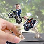 Personalized Face Photo Motorbike Acrylic Spring Car Ornament Birthday Gift for Family Car Owners