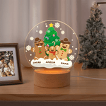 Personalized 1-8 Gingerbread Men Acrylic LED Night Light with Name and Wooden Base Room Decor Christmas Gift for Kids