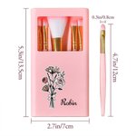 Personalised Birth Flower Bouquet 5 Pcs Makeup Brush Storage Box Set with Name and Mirror Christmas Birthday Wedding Gift for Ladies Girls