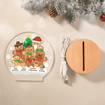 Personalized 1-8 Gingerbread Men Acrylic LED Night Light with Name and Wooden Base Room Decor Christmas Gift for Kids