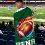 Personalised Flame Basketball Baseball Sports Pattern Soft Hooded Blanket with Name and Number Birthday Christmas Gift for Kids Family