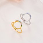 Personalized 1-10 Family Birthstones Reunion Circle Ring Dainty Jewelry Engagement Bridal Shower Mother's Day Christmas Gift for Mom Wife