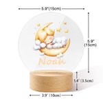 Personalized Moon Cloud Baby Acrylic LED Night Light with Name and Wooden Base Nursery Decor Anniversary Birthday Gift for Boys Girls
