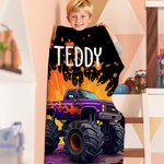 Personalized Big Wheel Off-Road Truck Soft Throw Blanket with Name Home Decor Birthday Christmas Gift for Children Boys Truck Lovers