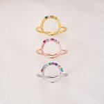Personalized 1-10 Family Birthstones Reunion Circle Ring Dainty Jewelry Engagement Bridal Shower Mother's Day Christmas Gift for Mom Wife