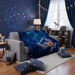 Personalized Starry Sky Angel Wing Photo Soft Throw Blanket with Text Remembrance In Loving Memory Sympathy Gift for Loss of Loved One