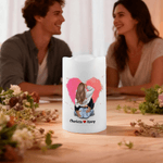 Personalized Cartoon Hugging Couple Flameless LED Battery Candle with Name Valentine's Day Anniversary Gift for Couple
