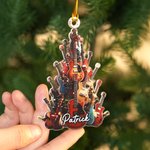 Personalised Guitar Christmas Tree Ornament with Name Home Decor Christmas Gift for Guitar Players Lovers